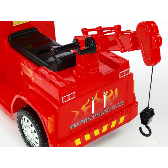 Dětský elektrický náklaďáček Super Truck s funkčním jeřábem a 2.4G dálkovým ovládáním, ČERVENÝ